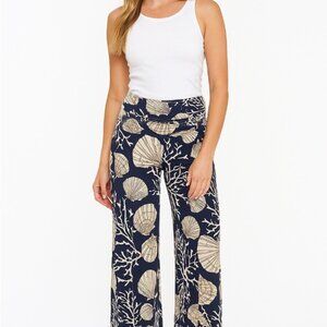Touch express shell and coral navy white and tan Palazzo pant